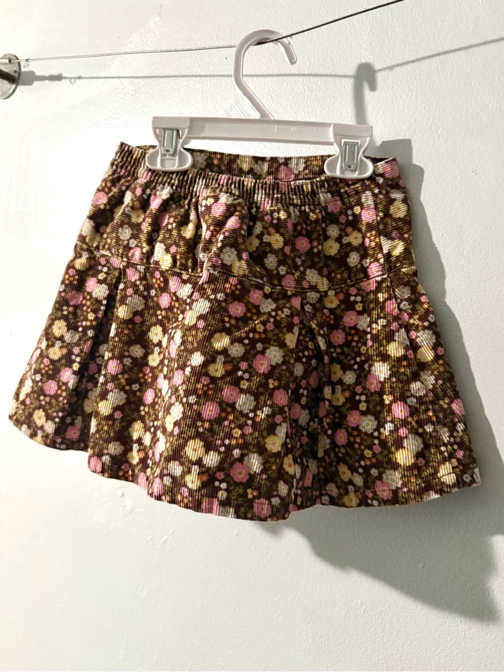 Gymboree Brown Corduroy Floral Skort with Pink & Yellow Flowers